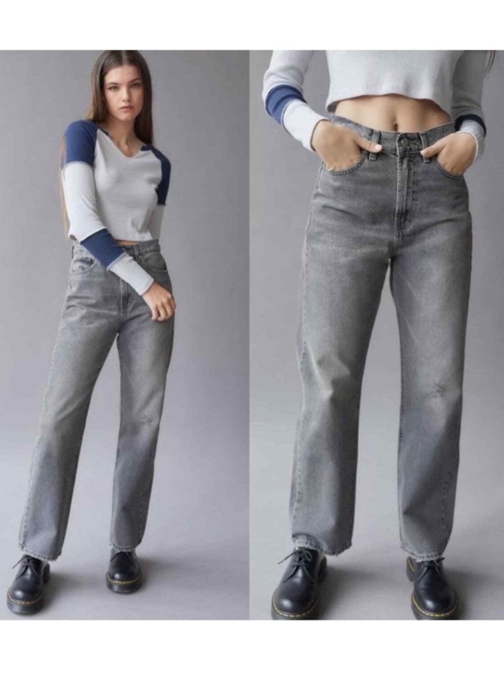 BDG Cowboy High-Rise Jeans in Light Gray Wash 28
